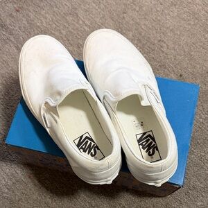 Vans Classic White Canvas Slip-Ons
